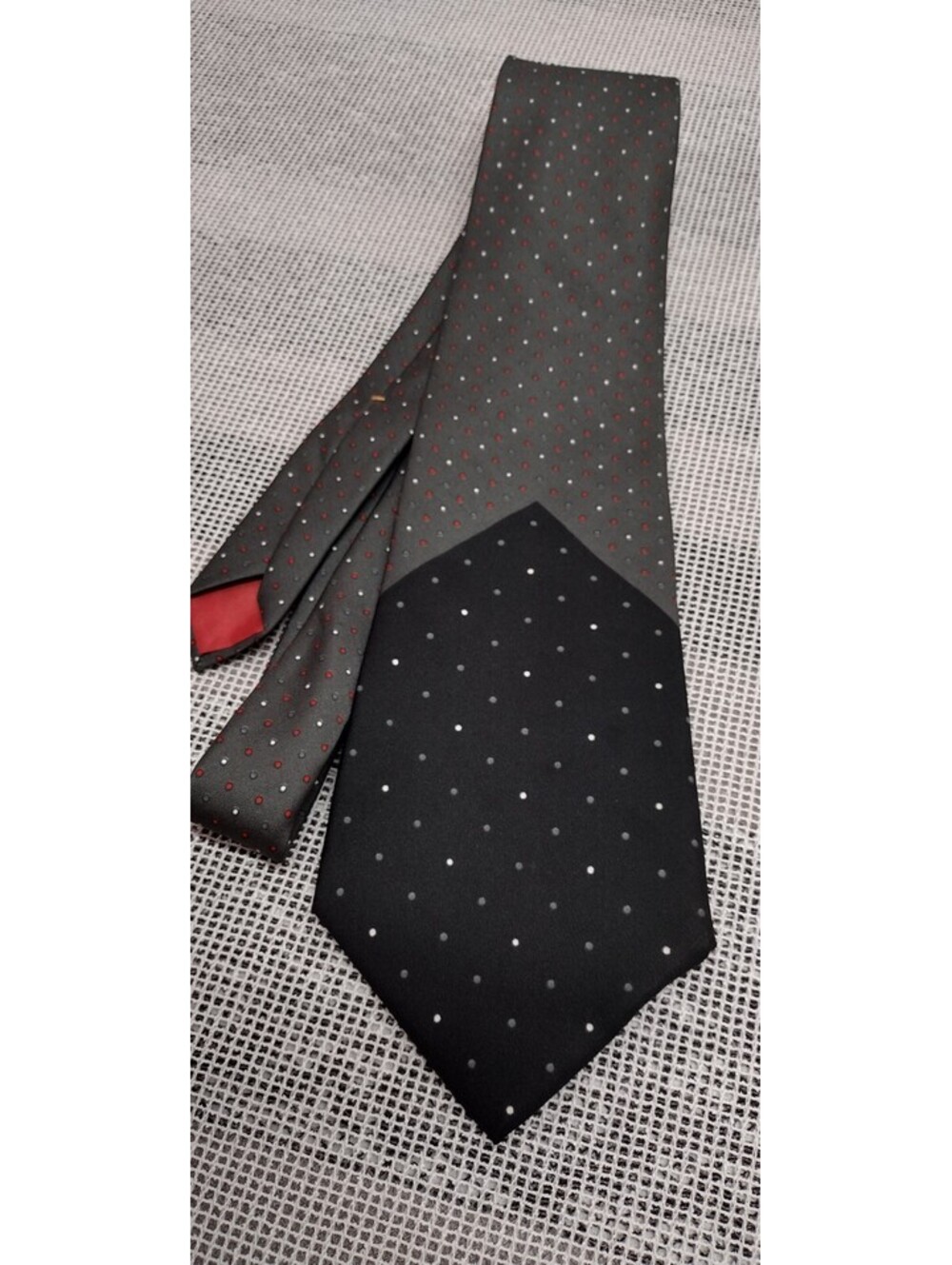 Lilly Dache Wide Tie Black Gray Red Dotted Dots Hollywood 60s Menswear Designer